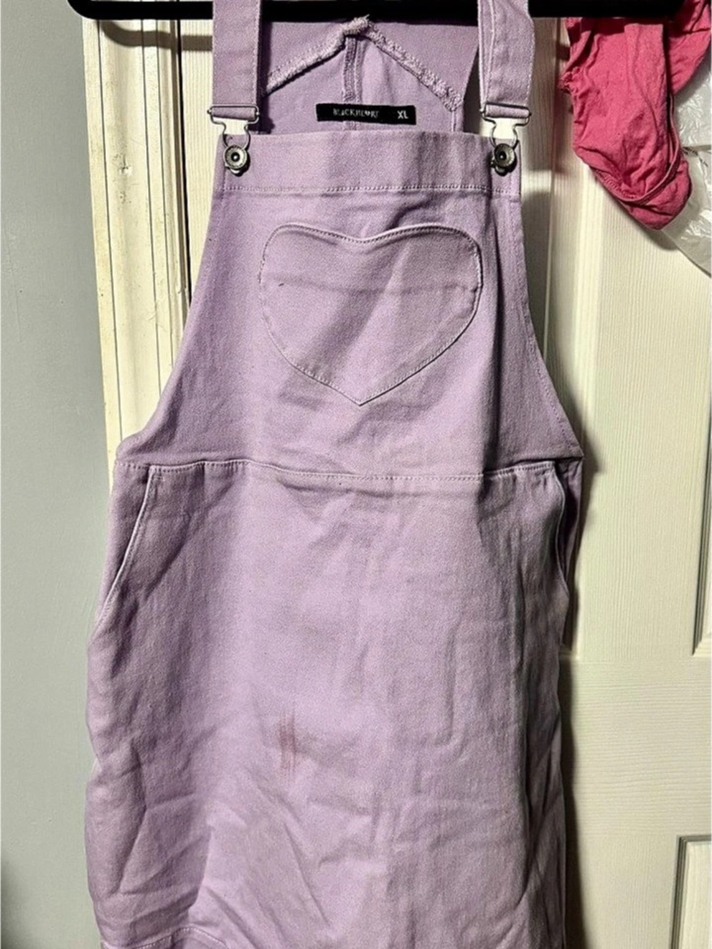 BlackHeart Lavender Heart Pocket Jumper Overalls Purple XL